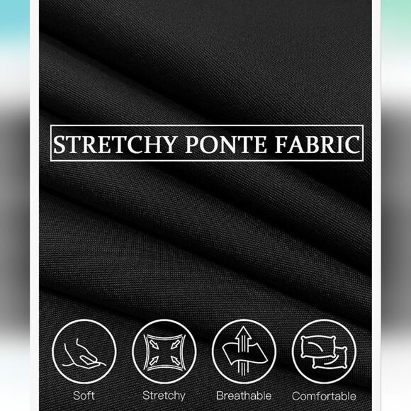 Tapata Ponte Pencil Skirt Stretchy Black Knee Length Bodycon High-waisted Size M - Picture 4 of 12